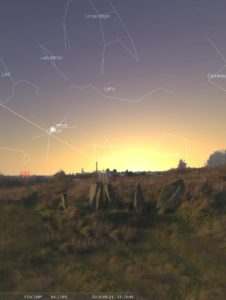 Sighthill solstice sunset in Stellarium